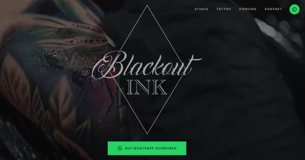 Startseite der Website von Blackout Ink
