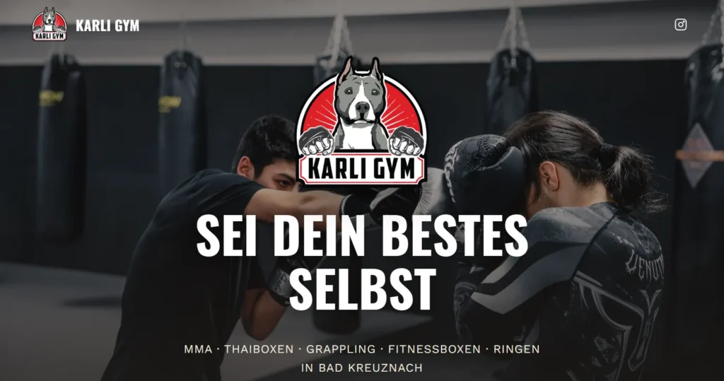 Startseite der Website von Karli Gym